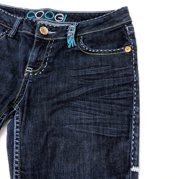 Jeans Femme Coogi Taille 7/8 (équivalent 34) - Coupe Droite, Logo Doré Pailleté, édition Limitée, Occasion Très Bon état